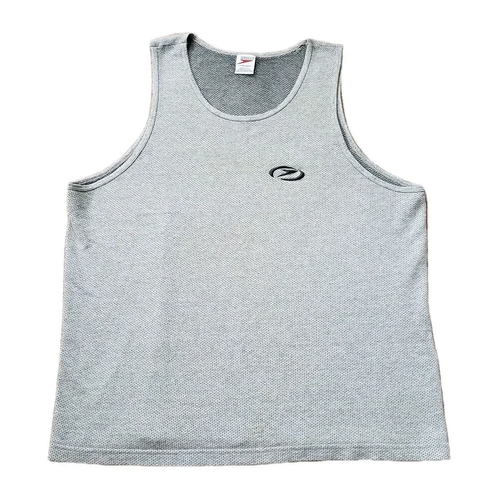 Vintage 90s Speedo Grey Mesh Tank Top Sz XL USA Made Embossed Logo Mens Shirt